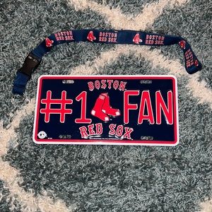 Boston Red Sox license plate and lanyard